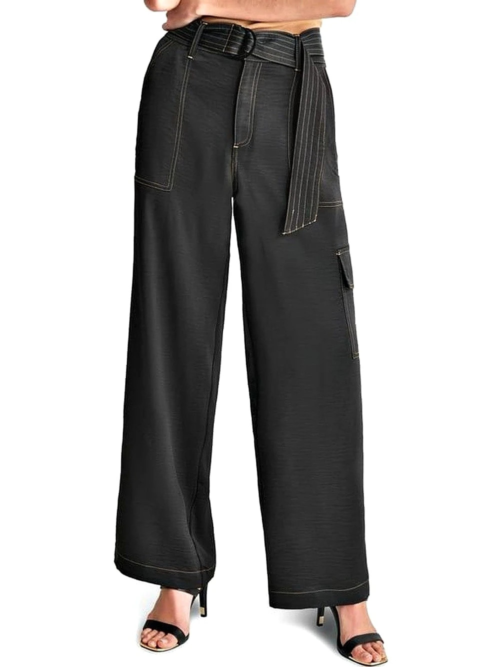 DKNY Wide Leg Cargo Pants Black Size 8 Like New